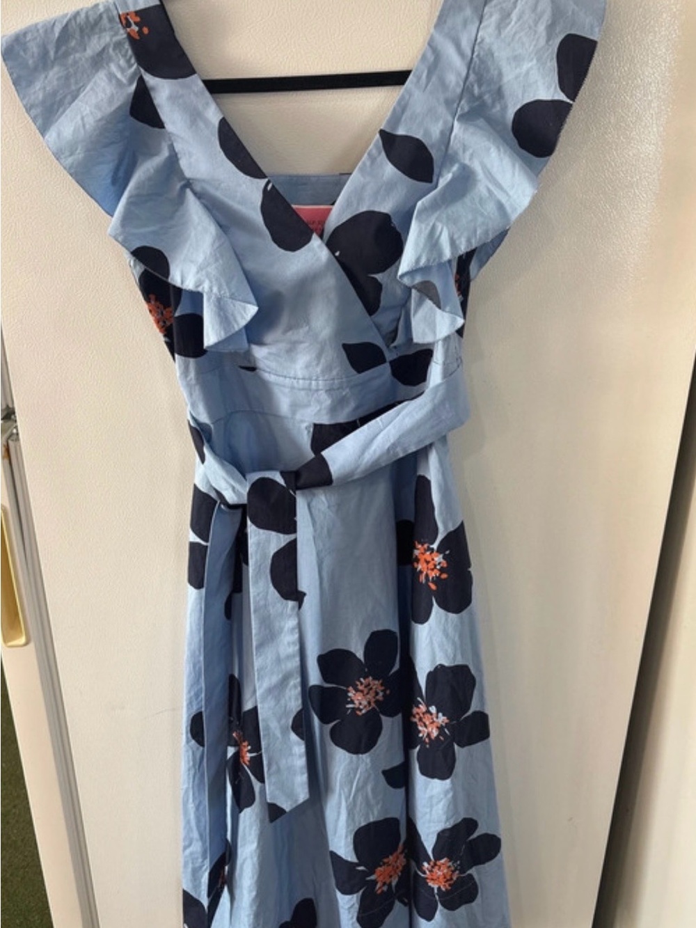 kate spade Light Blue Midi Wrap Dress with Navy Floral Print
